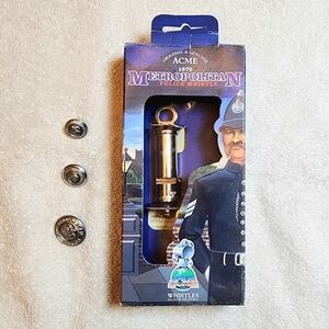 Acme Metropolitan Bobbie Whistle and  three Different Uniform Buttons